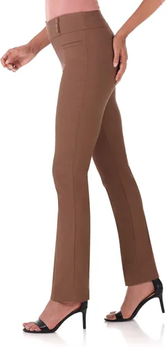 Vista 2 de Rekucci - Pantalones elegantes y rectos para mujer fácil de ponerse para uso diario con control de barriga