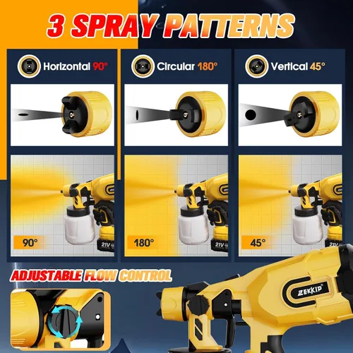 Vista 6 de Pistola pulverizadora de pintura inalámbrica con batería de 2 x 4000 mAh, pistola de pintura eléctrica de mano con 5 boquillas de cobre, recipientes
