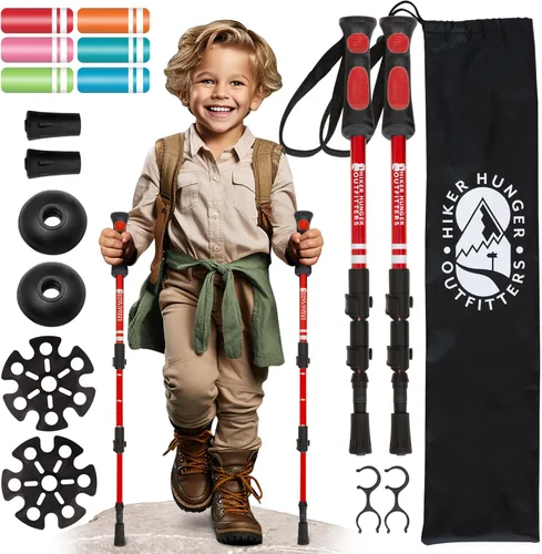 Vista 10 de Kids Hiking Poles by USA Brand - Lightweight Collapsible Kids Walking Stick w/Quick Adjustable Flip Locks