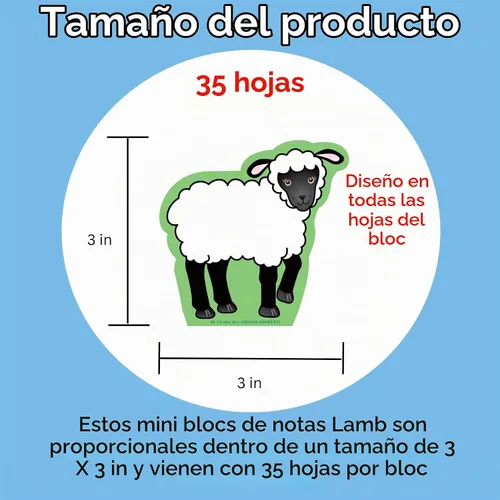 Vista 2 de SHAPES ETC. Lamb Mini Bloc de notas, 3 pulgadas, 35 hojas