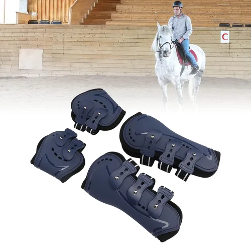 Vista 5 de banapoy Botas de tendón de caballo, botas de fetlock con frente abierto, botas de tendón de salto, botas para equitación, absorción de golpes, botas