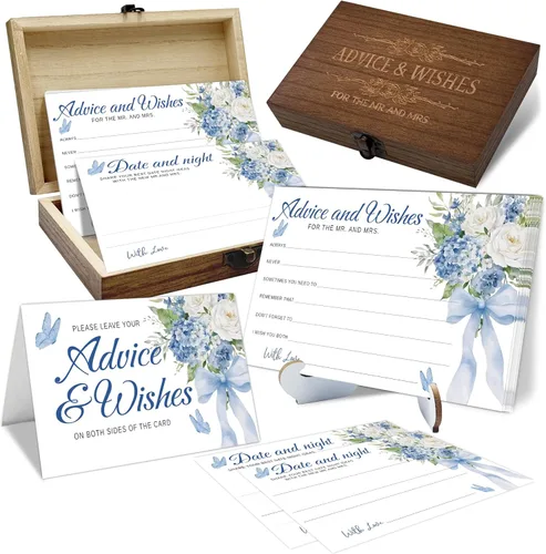 Vista 10 de Consejos y deseos para el señor y la señora - Tarjetas de consejos de boda de champán para decoraciones de despedida de soltera, buenos deseos