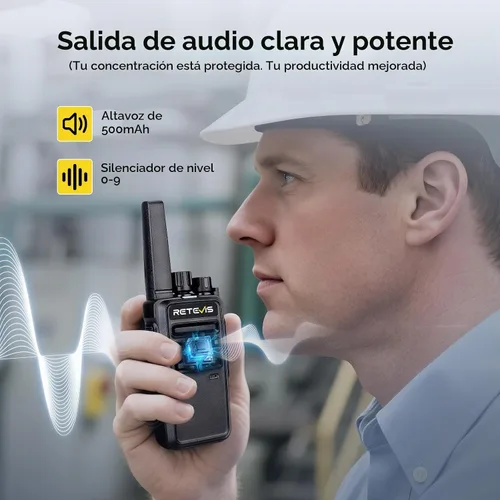 Vista 4 de Retevis Walkie Talkies RT68 de largo alcance con auricular