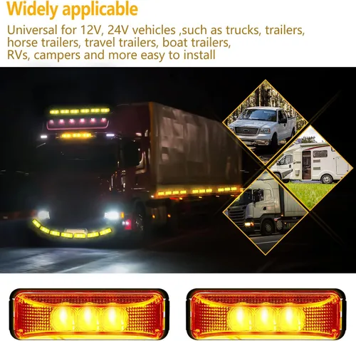 Vista 4 de Yahenda 20 Piezas Luces Marcadoras LED para Remolque de 3.9 Pulgadas con 3 LED Impermeables Luz Marcadora Lateral Rectangular Luces de Circulación