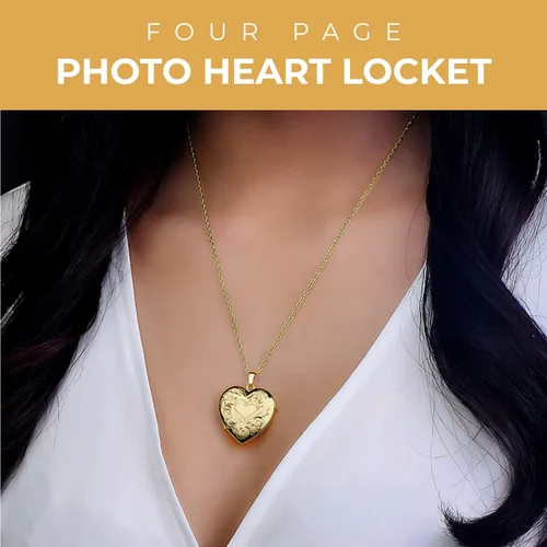 Vista 2 de Personalized Photo Engraved Heart Shaped Custom Photo PendantPhoto NecklacePhoto Charm with 4-Page Photo Heart Locket 1 14 Inch x 1 14 Inch in 14K
