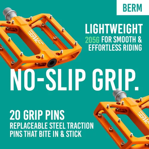 Vista 6 de Berm Platform Bike Pedales - Pedales planos de aluminio ligero para MTB y BMX