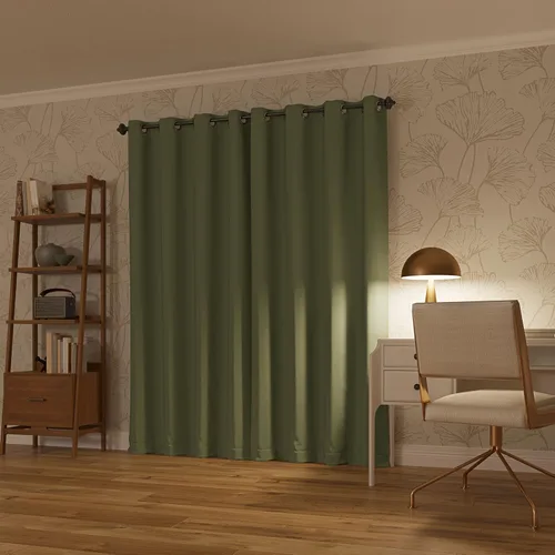 Vista 2 de Sun Zero Nordic - Juego de 2 paneles de cortinas 100 % opacas con ojales, calidad de teatro, reducción de ruido, 52 x 84 pulgadas, verde salvia
