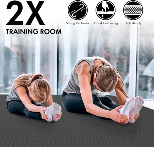 Vista 2 de FrenzyBird - Esterilla grande de yoga de 6'x 4' (72"x 48") — Esterilla de ejercicio extra ancha de 1/4" y 1/3" de 183cm x 122cm, gran esterilla
