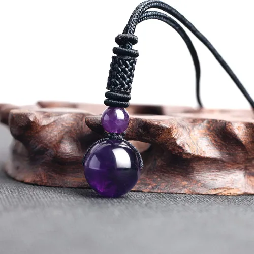 Vista 2 de iSTONE Collar unisex con dije de cuentas redondas auténticas, cadena de cuerda negra de 24 pulgadas para hombres y mujeres
