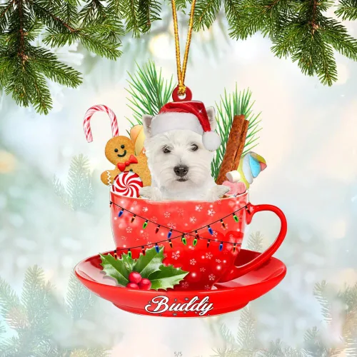 Vista 18 de Alaskan Malamute - Adorno de tetera de perro sentado en una tetera de Navidad, adorno de Navidad con nombre personalizado, adorno de automóvil