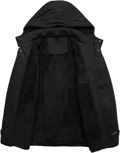 Vista 3 de CRYSULLY - Abrigo de invierno con capucha extraíble para hombre