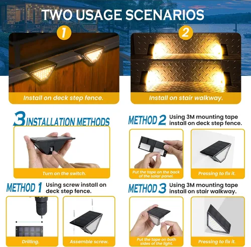 Vista 7 de Luces solares para escalones, luces de escalera para exteriores
