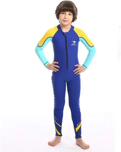 Vista 4 de ZCCO Traje de baño para niños, traje de sol de cuerpo completo, traje de agua de una pieza para niños y niñas, de manga larga para nadar