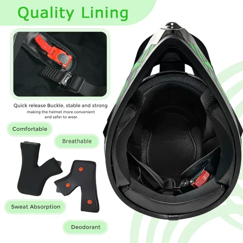 Vista 5 de Cascos de Dirt Bike para Jóvenes de Moda para Niños, Motocross, Motocicleta, BMX, ATV, Todoterreno, Cuatro Ruedas, Cascos Integrales para Bicicleta