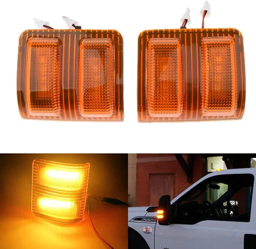 Vista 7 de Luces de posición de espejo lateral LED compatibles con FORD F250 F350 F450 F550 Super Duty 2008-2015, luz de señal de giro de espejo lateral