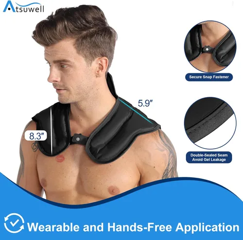 Vista 5 de Atsuwell Bolsa de hielo para el cuello, bolsa de hielo de gel reutilizable para cuello y hombro, envoltura fría para compresión fría de la parte