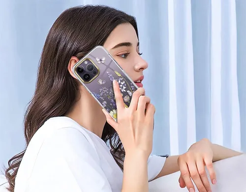 Vista 6 de luolnh Funda compatible con iPhone 14 Pro Max con flores, para mujeres femeninas, a prueba de golpes, transparente con patrón floral para iPhone 14
