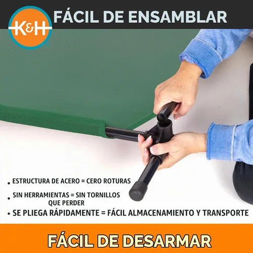 Vista 5 de K&H PET PRODUCTS - Cama elevada para mascotas, catre refrescante adecuado para todas las estaciones, malla verde, tamaño M, 25 x 32 x 7 pulgadas