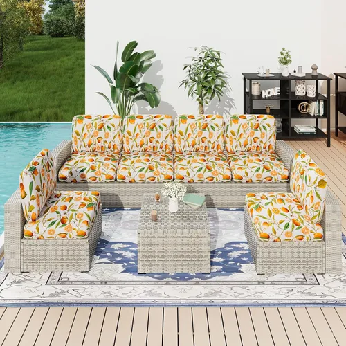 Vista 90 de hyha Fundas de cojín de sofá estampadas, fundas de sofá florales lavables para sofás con 2 cojines, fundas de cojín de patrón elástico para muebles