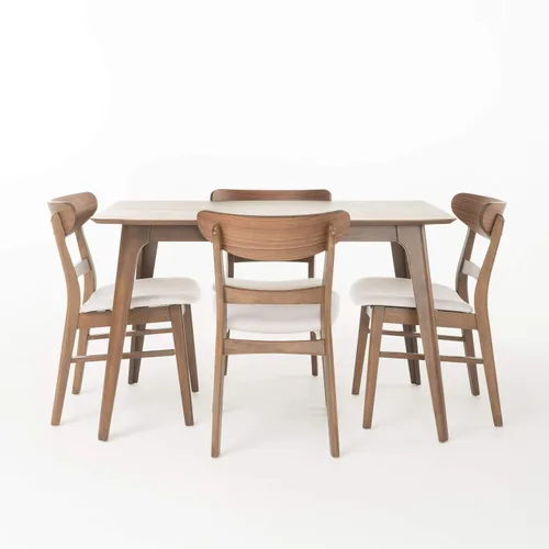 Vista 14 de Christopher Knight Home Idalia - Juego de comedor rectangular de 50 pulgadas, juego de 5 piezas, nogal natural y menta