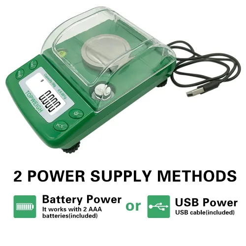 Vista 2 de Milligram Scale, Dual Powered, Large Display, mg Scale, Adjustable Feet, 50g x 0.001g -Green, Digital Powder Scale, Level Bubble, Accurate and