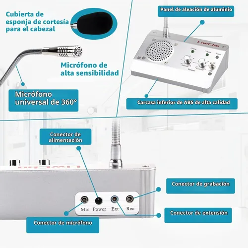 Vista 5 de Sistema de intercomunicación de ventana de doble vía,Altavoz de alta potencia,Altavoz de micrófono para ventana de cajero, Interfono bidireccional