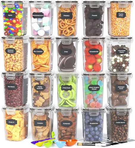 Vista 2 de Chef's Path Recipientes de plástico herméticos para alimentos con tapas - Paquete de 20 (1.6 litros cada uno) - Almacenamiento duradero para cocina