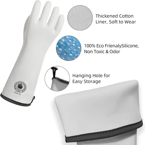 Vista 2 de Guantes de silicona para horno, 15 pulgadas, extra largos, resistentes al calor con dedos, guantes de horno de cocina, guantes de ahumador