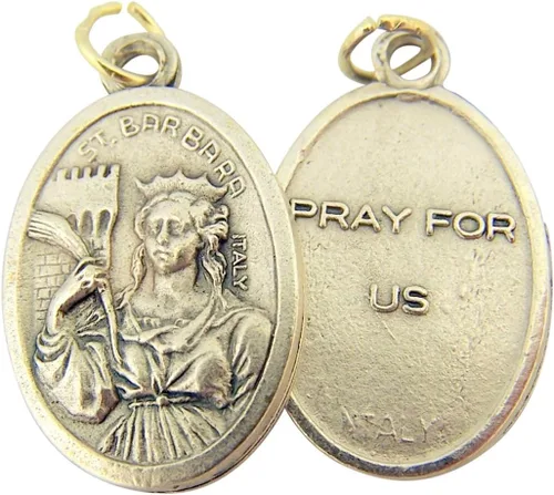 Vista 2 de Catholic Patron Saint Medals Base en tono plateado, 1 pulgada, juego de 2