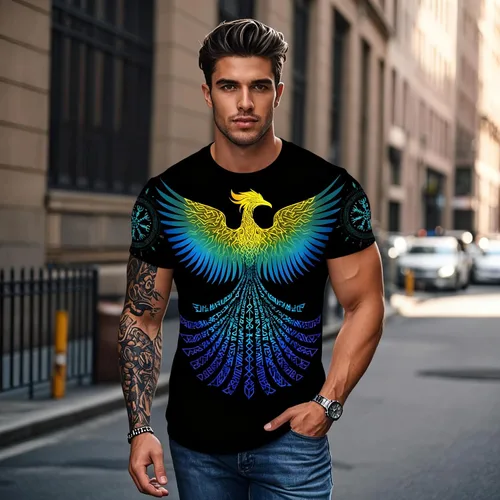 Vista 6 de ENLACHIC Camiseta Vikings para hombre, novedad con estampado 3D de mitología nórdica