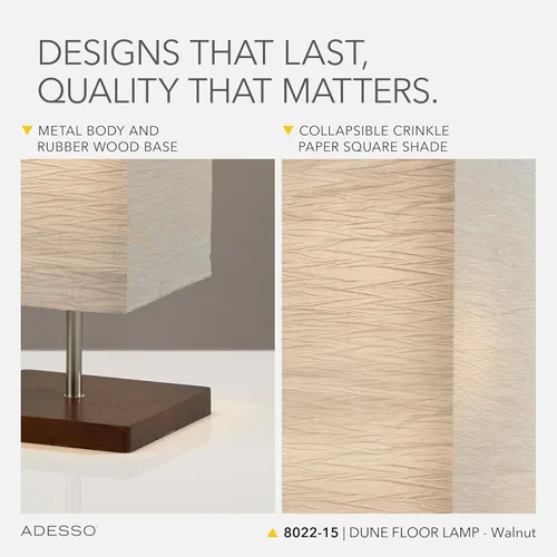 Vista 4 de Adesso Lámpara de pie de tres luces, base de madera natural y brillo ajustable, iluminación perfecta para dormitorio, sala de estar y decoración