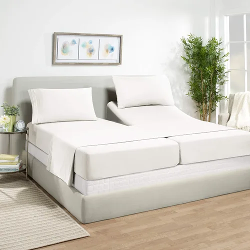 Vista 48 de Juego de sábanas de lujo Juego de cama de lujo, bolsillo extra profundo Juego de sábanas ajustable, sábana de arriba y 2 fundas de almohada, ropa