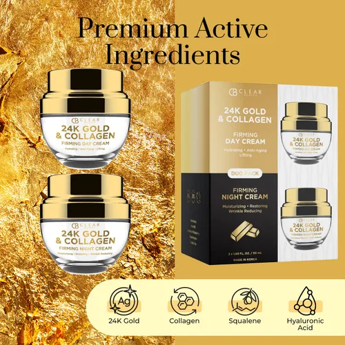 Vista 3 de Clear Beauty Hidratante facial de oro de 24 quilates y colágeno, probado por dermatólogos, antienvejecimiento, cuidado de la piel coreano, hidrata