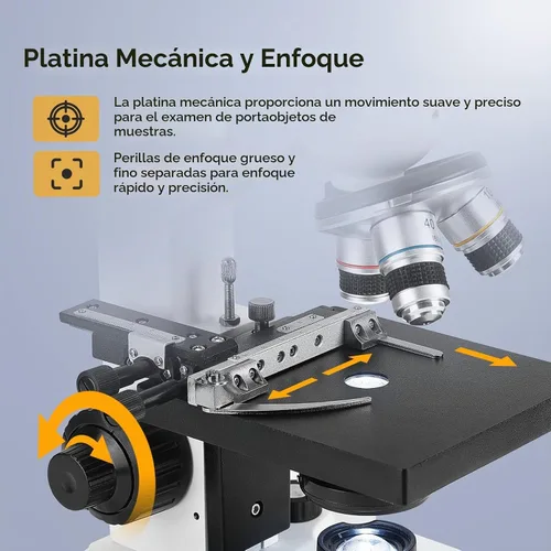 Vista 4 de [Versión de sangre] Vabiooth Microscopio monocular compuesto de doble visión 40X-2500X aumento con pantalla LCD de 7 pulgadas, ocular electrónico