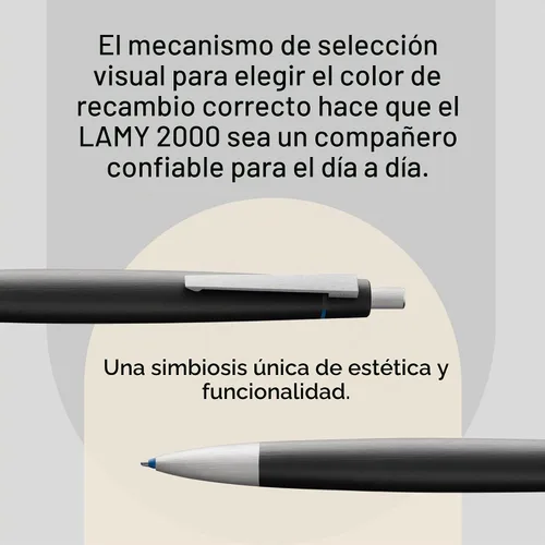 Vista 3 de Lamy 2000 – Bolígrafo con cepillado SS Clip en 4 colores (L401)