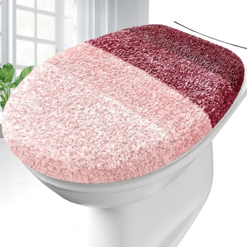Vista 27 de OLANLY Funda de asiento de inodoro de microfibra suave para baño, cubiertas de asiento lavables a máquina, 17.5x15 pulgadas, con respaldo de goma