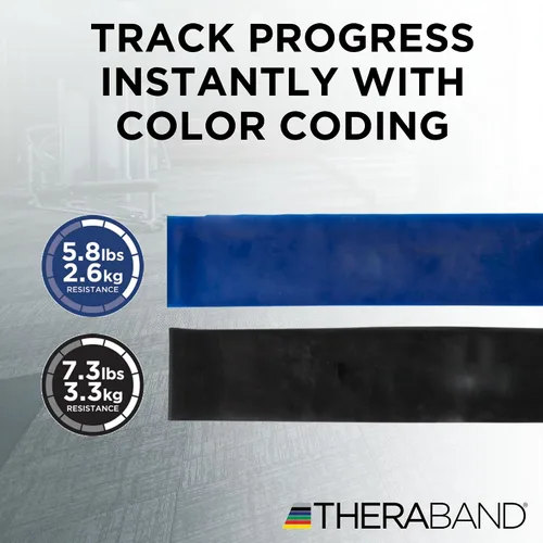 Vista 2 de THERABAND Juego de bandas de resistencia, bandas elásticas para ejercicio y terapia física, entrenamiento de fuerza para fitness superior e inferior