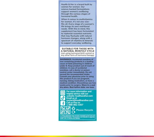Vista 9 de Health & Her Multivitamínico para mujeres con ciclos naturales mensuales - Suplementos para mujeres - Apoyo nutricional y bienestar para el ciclo