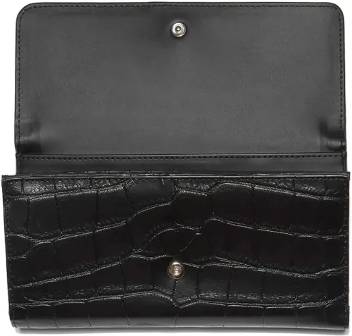 Vista 3 de GUESS Anne Marie - Bolso de mano grande con detalle de tachuelas en relieve, diseño de cocodrilo, color negro, Negro -, Tri-fold