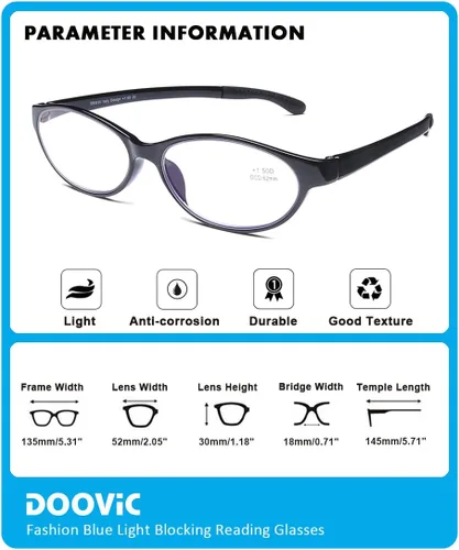 Vista 2 de DOOViC Paquete de 2 lentes de lectura de moda para mujer, diseño elegante, bloqueo de luz azul, lectores 3.0 de fuerza