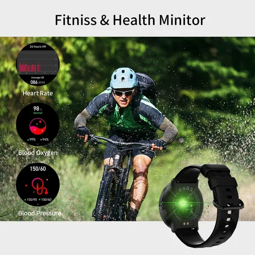 Vista 3 de Reloj inteligente para hombres y mujeres, pantalla AMOLED de 1.43 pulgadas (respuesta/hacer llamadas), rastreador de fitness y salud con frecuencia