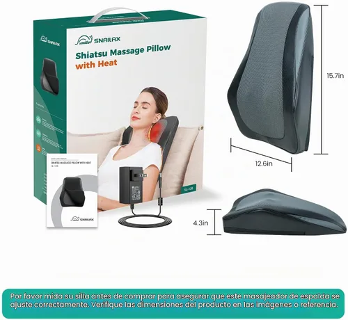 Vista 9 de Snailax Masajeador de cuello y espalda con calor, almohada de masaje Shiatsu 4D para el dolor
