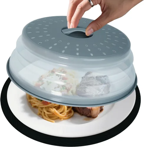 Vista 11 de Tapa para microondas con alfombrilla de silicona – Plegable, con ventilación, reutilizable, protector de alimentos y cubierta para platos
