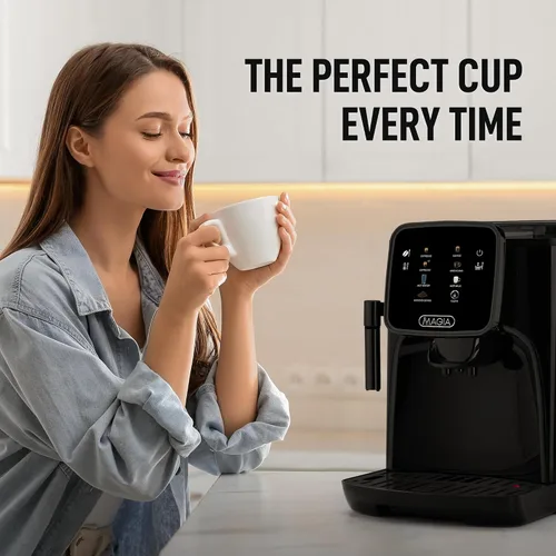 Vista 9 de Zulay Kitchen Magia Clasica - Máquina automática de café expreso con molinillo integrado, cafetera de panel táctil, espumador de leche con varita
