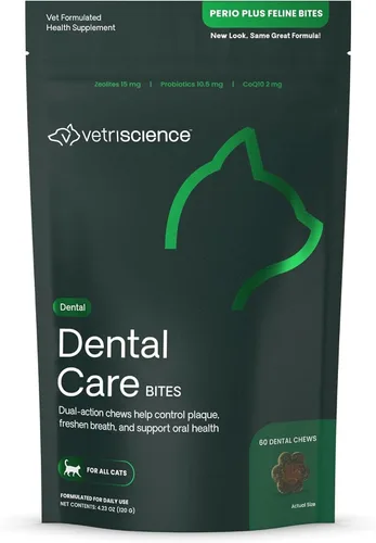 Vista 13 de VetriScience Masticables dentales de boca saludable, palitos Perio Plus para perros, con probióticos, espirulina y zeolitas, refrescante el aliento