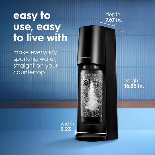 Vista 11 de Sodastream Classic Kit de máquina de refrescos y agua con gas (negro) con recipiente de CO2 de 60 L y botella de carbonatación