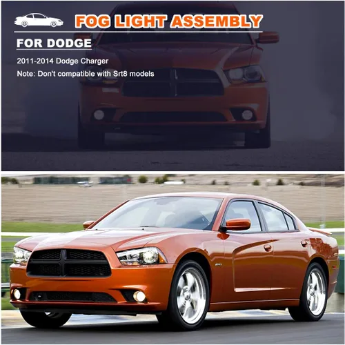 Vista 8 de Nixon Offroad Juego de luces antiniebla para Dodge Charger 2011-2014 con bombilla + cubierta de bisel negra + kit de arnés de cableado + interruptor