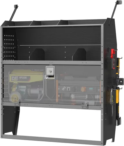 Vista 9 de Estantería para van de carga StarONE con almacenamiento, compatible con Ford Transit, GM, NV, Promaster, Sprinter y Metris con ganchos, negro
