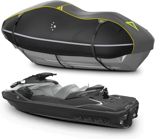 Vista 8 de LIBZAKI - Cubierta PWC para moto acuática, 2-3 asientos, resistente al agua, 600D, resistente a los rayos UV, se adapta a Yamaha Sea-Doo Kawasaki