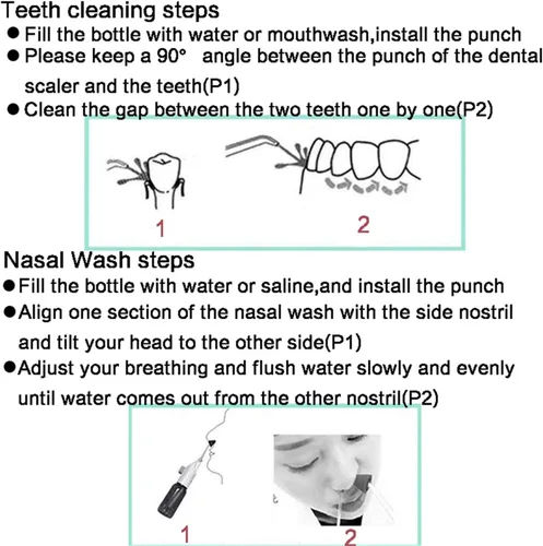 Vista 6 de Irrigador oral portátil, irrigador de agua, cepillo de dientes de agua dental, palillo de dientes, irrigador nasal, limpiador de dientes, irrigador
